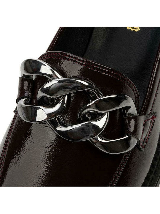S Patent Leather Women's Moccasins in Burgundy Color