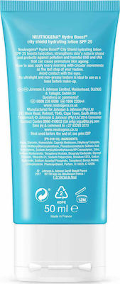 Neutrogena Hydro Boost City Shield 24ωρη Λοσιόν Προσώπου Ημέρας με SPF25 για Ενυδάτωση με Υαλουρονικό Οξύ 50ml