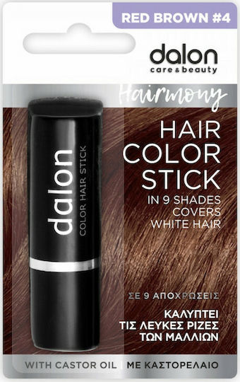 Dalon Color Hair Stick Προσωρινή Βαφή Μαλλιών σε Stick Χωρίς Αμμωνία 4 Καστανό Κόκκινο 4.5gr