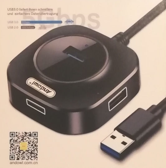 Andowl USB Хъб с 4 USB 3.0 Порта и USB-A Връзка