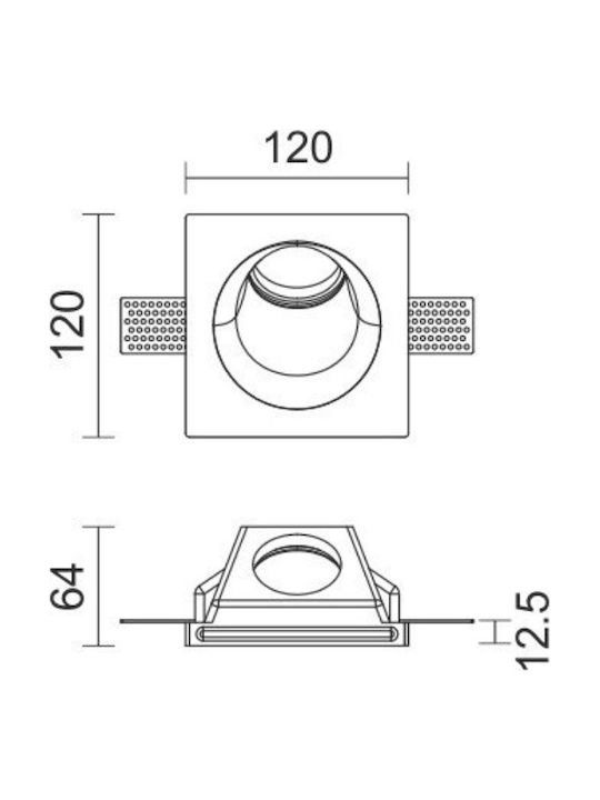 Spot Light Τετράγωνο Γύψινο Χωνευτό Σποτ με Ντουί GU10 Λευκό 6.4x6.4εκ. 1τμχ