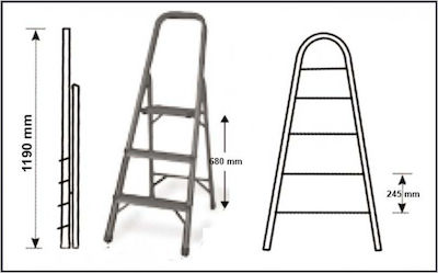 Bulle SK3 Step Ladder iron 3 Stair 103cm