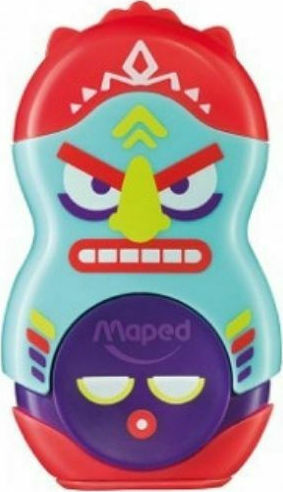 Maped Totem Πλαστική Ξύστρα Βαρελάκι με Γόμα (Διάφορα Χρώματα) 1τμχ