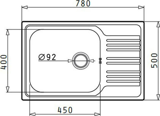 Maidtec Inset 1B 1D 101050701 Drop-In Spüle Inox Satiniert B78xT50cm Silber
