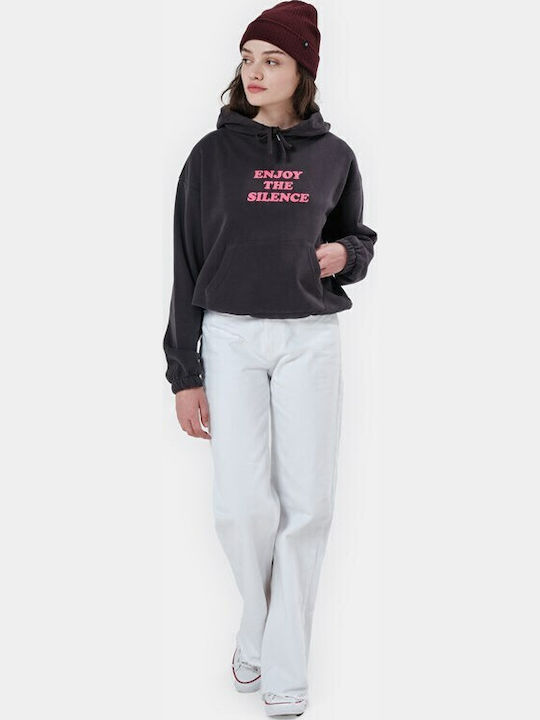 Cropped Women's Sweatshirt Hooded Gray