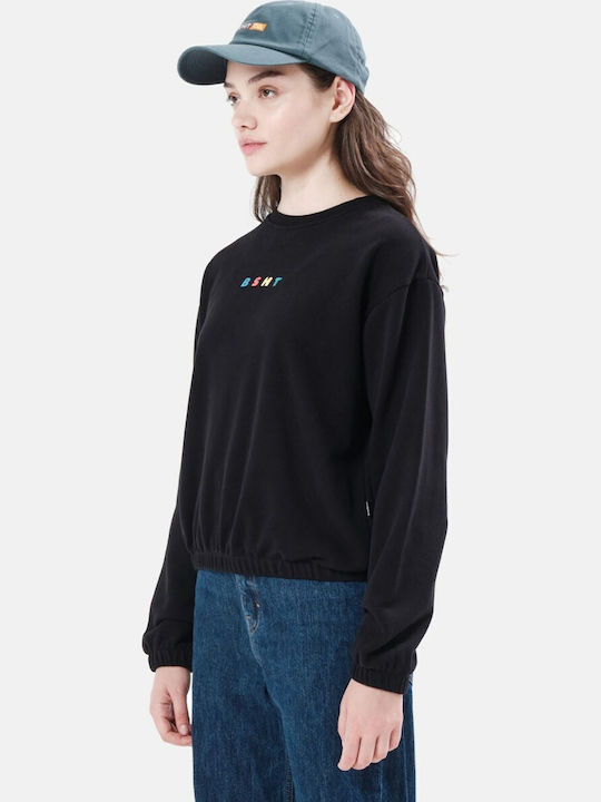 Gekürzt Damen Sweatshirt Schwarz