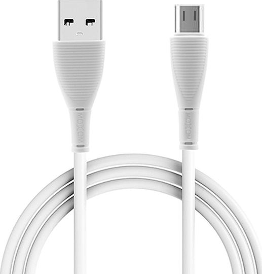 Moxom Regular USB 2.0 to micro USB Cable Λευκό 1m (CC-63)