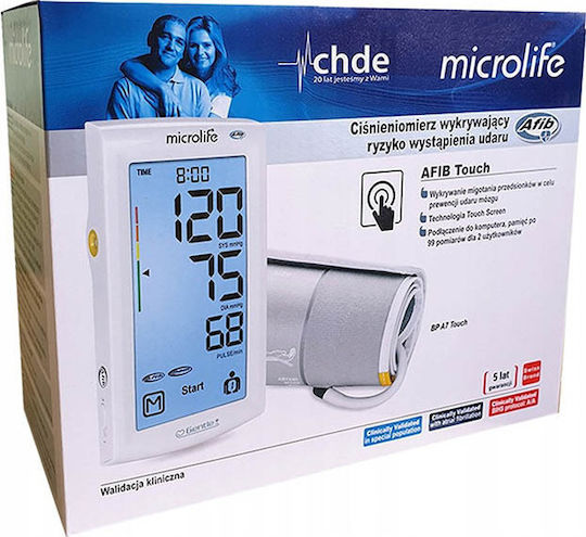 Microlife BP A7 Touch AFIB Electronical Blood Pressure Monitor Arm with Arrhythmia Detection
