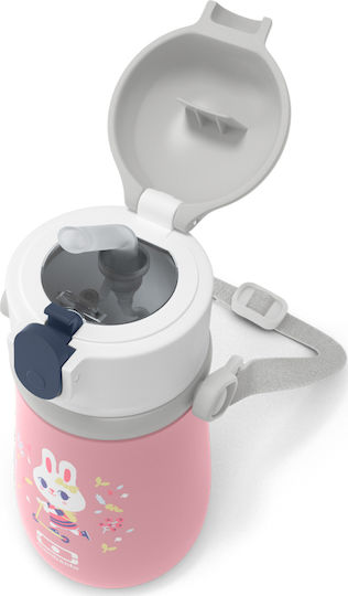 Monbento MB Stram Sticlă Pentru Copii Termos Oțel Inoxidable Cu Pai Roz 360ml