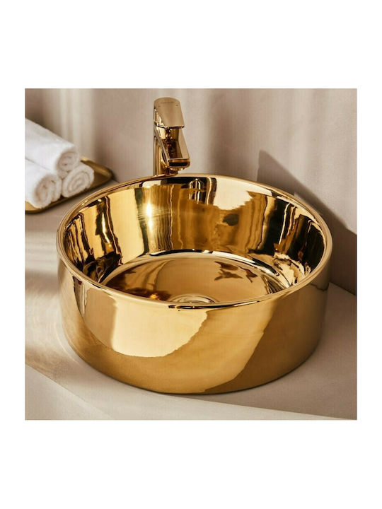 Tema Style Aufsatzwaschbecken Porzellan 40.5x40.5x15cm Gold