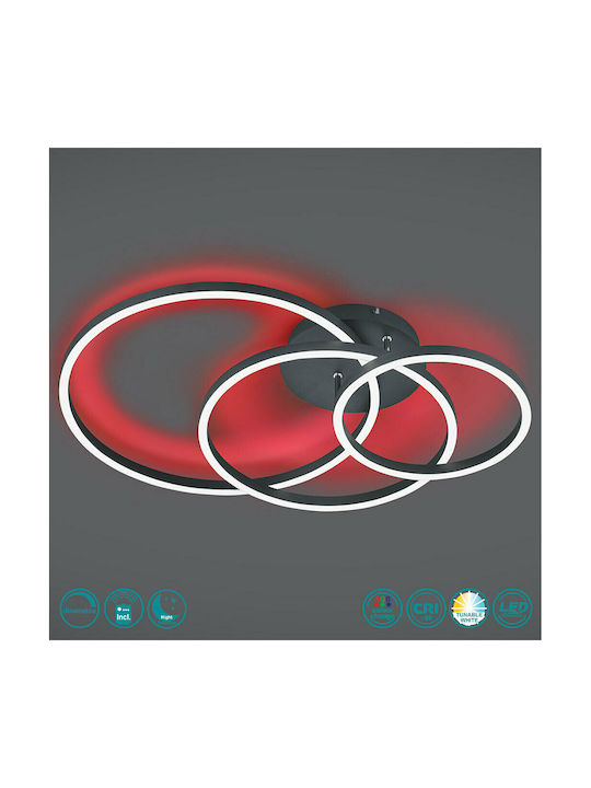 Trio Lighting Winona Deckenleuchte 78cm Schwarz mit Integrierter LED und Fernbedienung