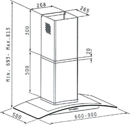 Maidtec Nadoro Chimney Vent Hood 90cm Inox