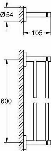 Grohe Essentials Ράγα Μπάνιου Διπλή Επιτοίχια με Βίδες 65.4x65.4cm Grohe Essentials Ράγα Μπάνιου Διπλή Επιτοίχια με Βίδες 65.4x65.4cm