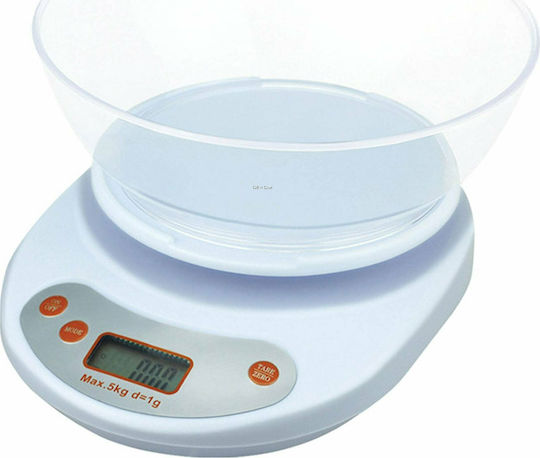 ΚΕ-1 Ψηφιακή Ζυγαριά Κουζίνας με Κάδο έως 5kg Λευκή