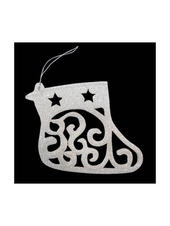 XMASfest 93-1568 Christmas Boot Ornament White 10x9cm