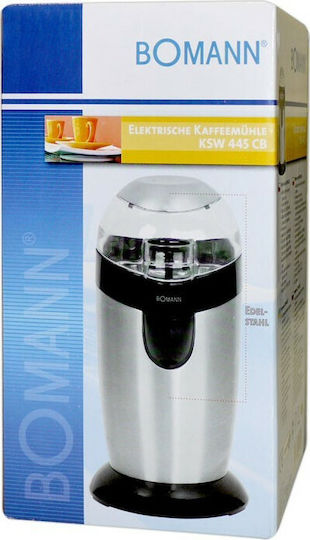 Bomann KSW 445 CB Ηλεκτρικός Μύλος Καφέ 120W με Χωρητικότητα 40gr Ασημί