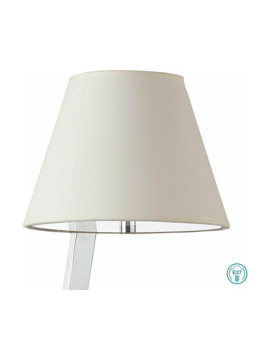 Faro Barcelona Metal Table Lamp for Socket E27 with White Shade and Silver Base
