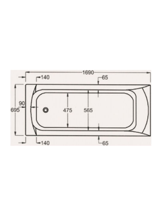 Sanitec Rosa Μπανιέρα Ακρυλική 170x70x60cm