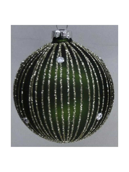 Iliadis Christmas Glass Ball Ornament Green 8cm 6pcs