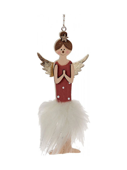 TnS Ornament de Crăciun Angel Lemnos cu Pulbere de Aur cu Paiete 7x16buc (Culori diverse)