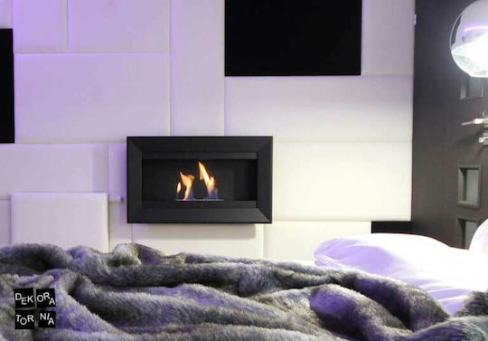 Kratki Charlie Tuv Indoor Wall Mounted Bioethanol Fireplace Black 88x21.5x51cm