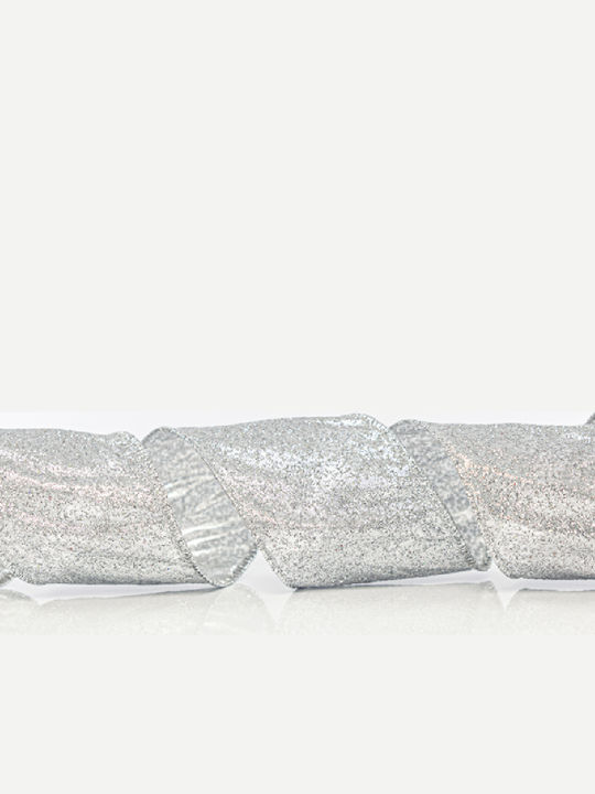 Eurolamp Christmas Ribbon Silver 100x6.5cm 1pc