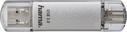 HAMA C-Laeta 64GB USB 3.1 Stick mit Verbindung USB-A & USB-C Silber