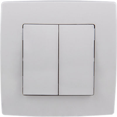 Elmark City Recessed Electrical Lighting Wall Switch with Frame Basic White Metallic 190041