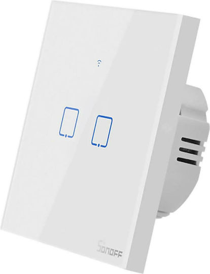 Sonoff TX T2 Încastrat Comutator de Perete Wi-Fi Iluminat Dublu cu Cadru Alb