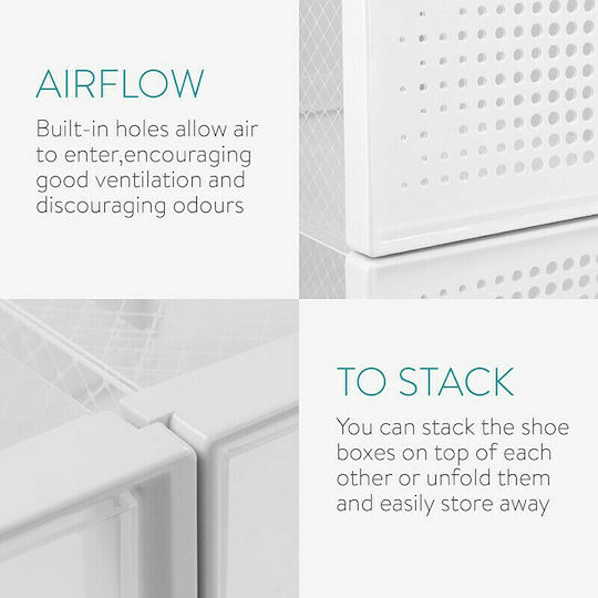 Navaris Plastic Storage Box with Lid White 33.4x23x14cm 6pcs