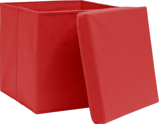 vidaXL Fabric Storage Box with Lid Red 32x32x32cm 4 Pieces