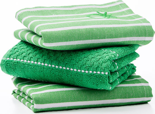 Benetton Benetton Küchenhandtücher aus 100% Baumwolle in Grün Farbe 3 Stück Benetton Benetton Küchenhandtücher aus 100% Baumwolle in Grün Farbe 3 Stück