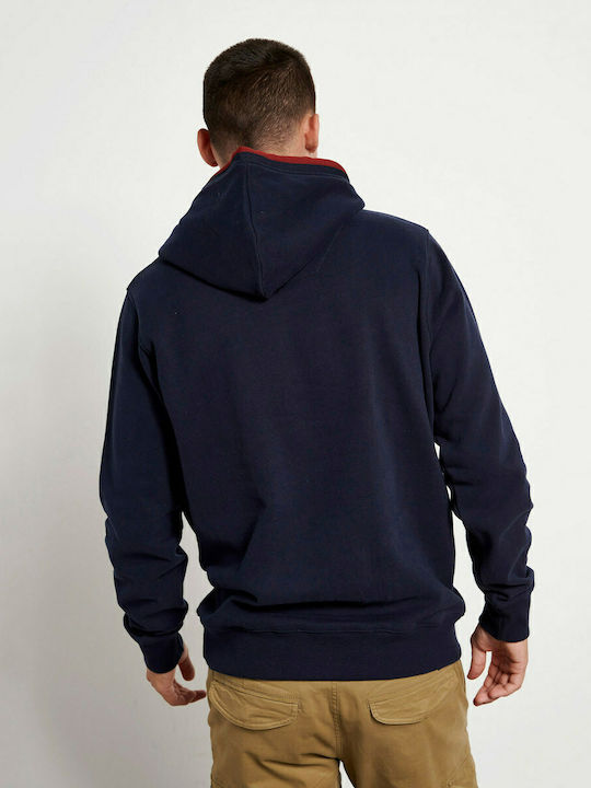 Funky Buddha Herren Sweatshirt mit Kapuze und Taschen Navy