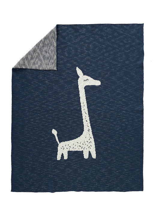 Fresk Blanket Nursery Swaddling Blankets Giraf Knitted Blue 80x100cm