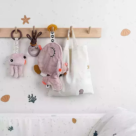 Done by Deer Pacifiers Accessories Ribbon Wally with Animals made of Fabric Pink