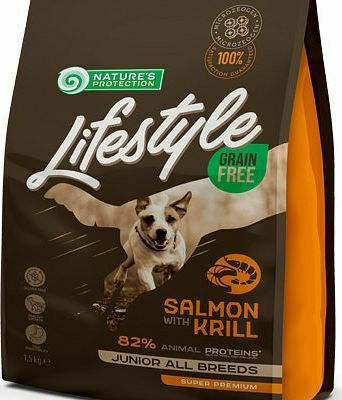 Nature's Protection Lifestyle Salmon Junior 10kg Trockenfutter ohne Getreide für Welpen mit Lachs