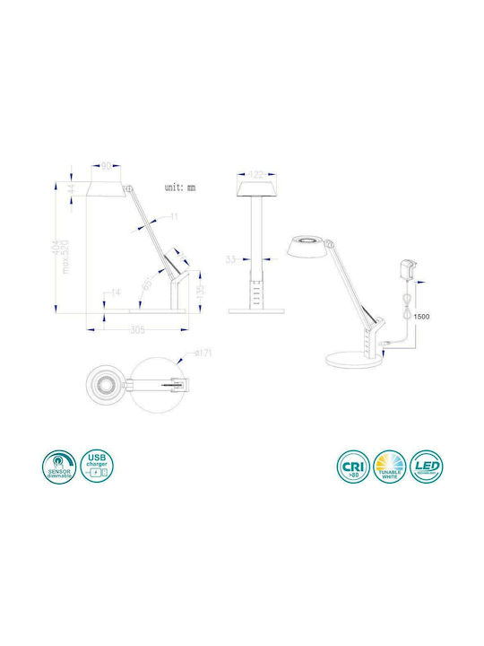 Trio Lighting Ava LED Φωτιστικό Γραφείου με Σπαστό Βραχίονα σε Λευκό Χρώμα