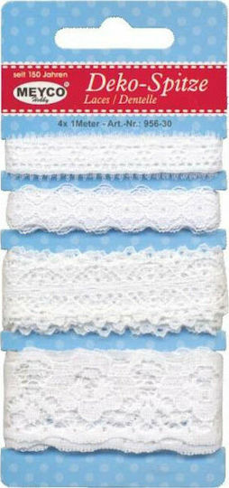 Meyco Ribbon Lace In White Colour Δαντέλες Λευκές 4x1m 10mm 1m 4pcs