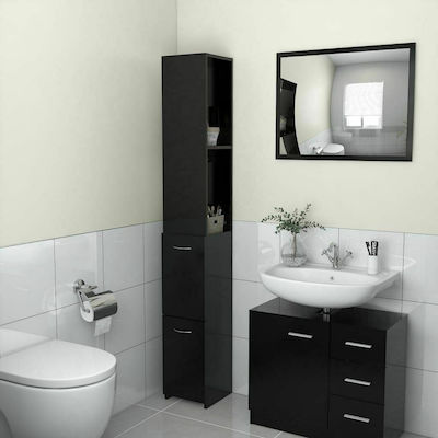 vidaXL Floor Bathroom Column Cabinet L25xD25xH170cm Black