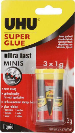 UHU Liquid Glue Instant Super Glue Minis 3pcs 1gr