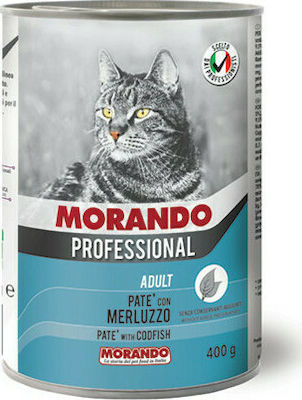 Morando Professional Nasses Katzenfutter für Katze in Dose mit Kabeljau 400gr MO09917