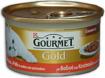 Gourmet Wet Food for Adult Cats in Cans with Chicken and Beef 85gr