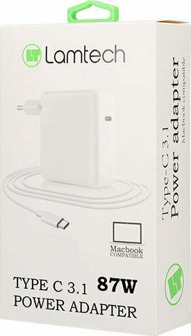 Lamtech USB-C Universal Φορτιστής Laptop 87W 20.2V 4.3A με Αντάπτορα Τροφοδοσίας