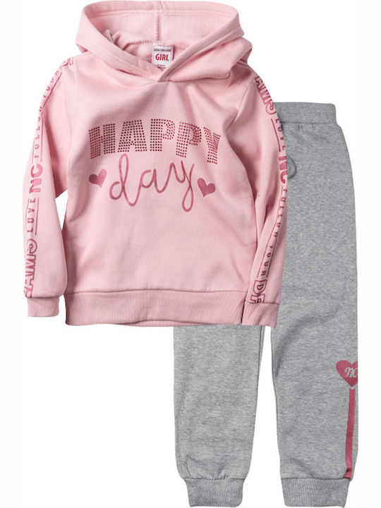 New College Kids Sweatpants Set Pink 2pcs