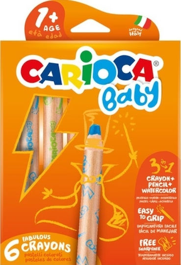 Carioca Baby Комплект цветни моливи с дебел връх 3 в 1 6бр Пакет от 1 опаковки
