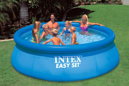 Intex Easy Set Кръгъл Басейн PVC 7290л Надуваем 396x84см Светлосин