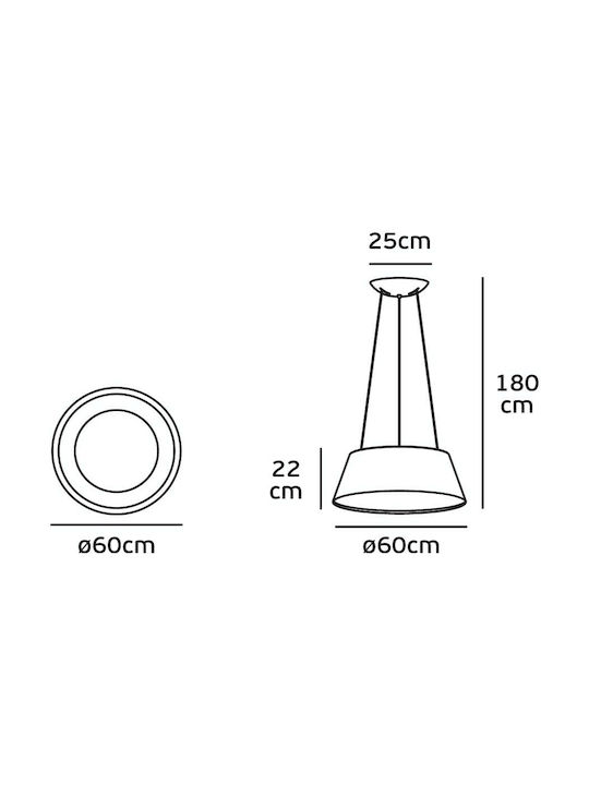 VK Lighting VK/04415PE/AN/W Μοντέρνο Κρεμαστό Φωτιστικό με Ενσωματωμένο LED σε Μαύρο Χρώμα