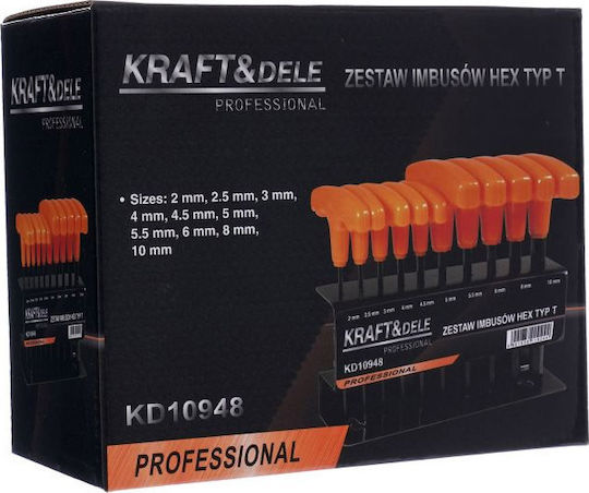 Kraft & Dele Set 10 Inbusschlüssel in T-förmiger Form