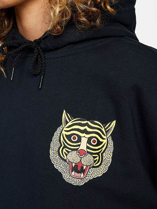 Damen Sweatshirt Kapuzen Schwarz