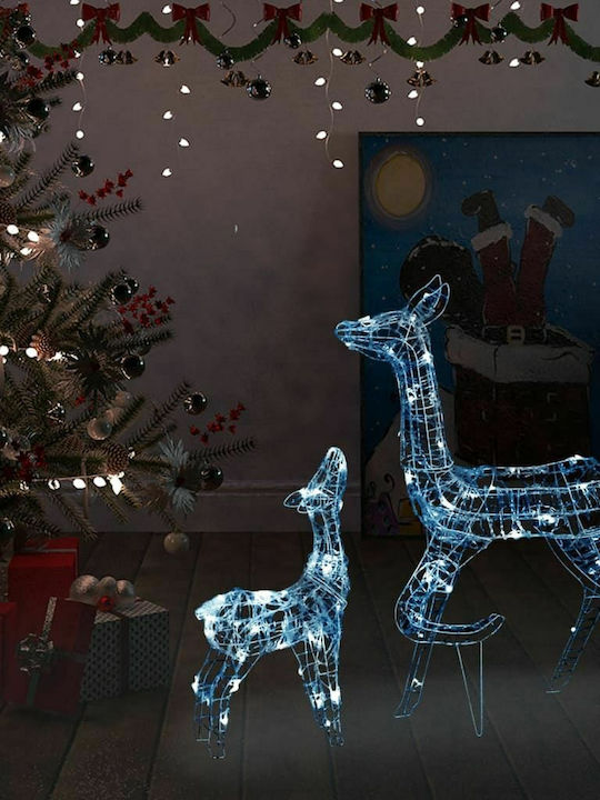 vidaXL Christmas Plastic Outdoor Illuminated Reindeer Figure White Electric 2pcs